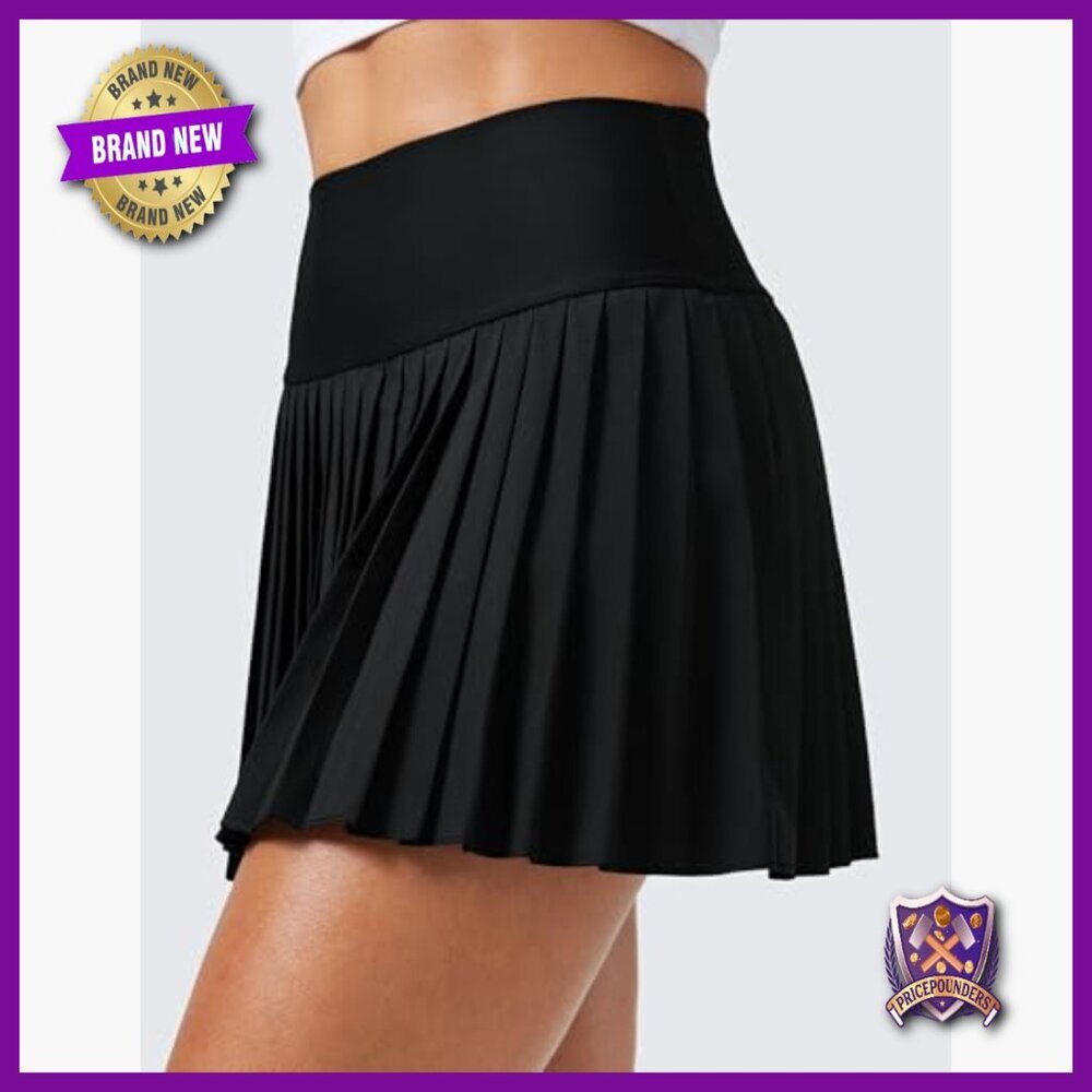 High Waisted Pleated Tennis Skort with Pockets Tummy Control Active Wear - Picture 4 of 6